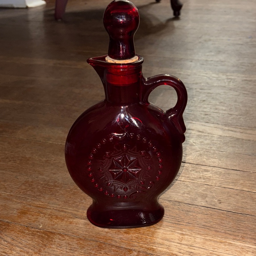Vintage-Style Ruby Red Decorative Glass Cruet